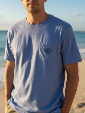 Tommy Bahama Relax SS Pocket Tee T Shirt Periwinkle Blue Coastal Summer Fish